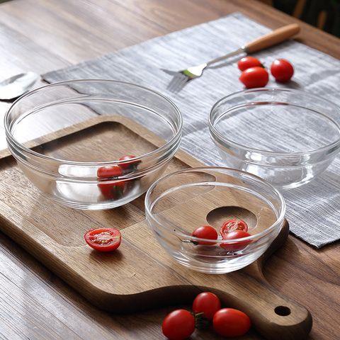 蘑菇小队日用百货创意小商品:家用透明玻璃碗学生水果沙拉碗大号耐热